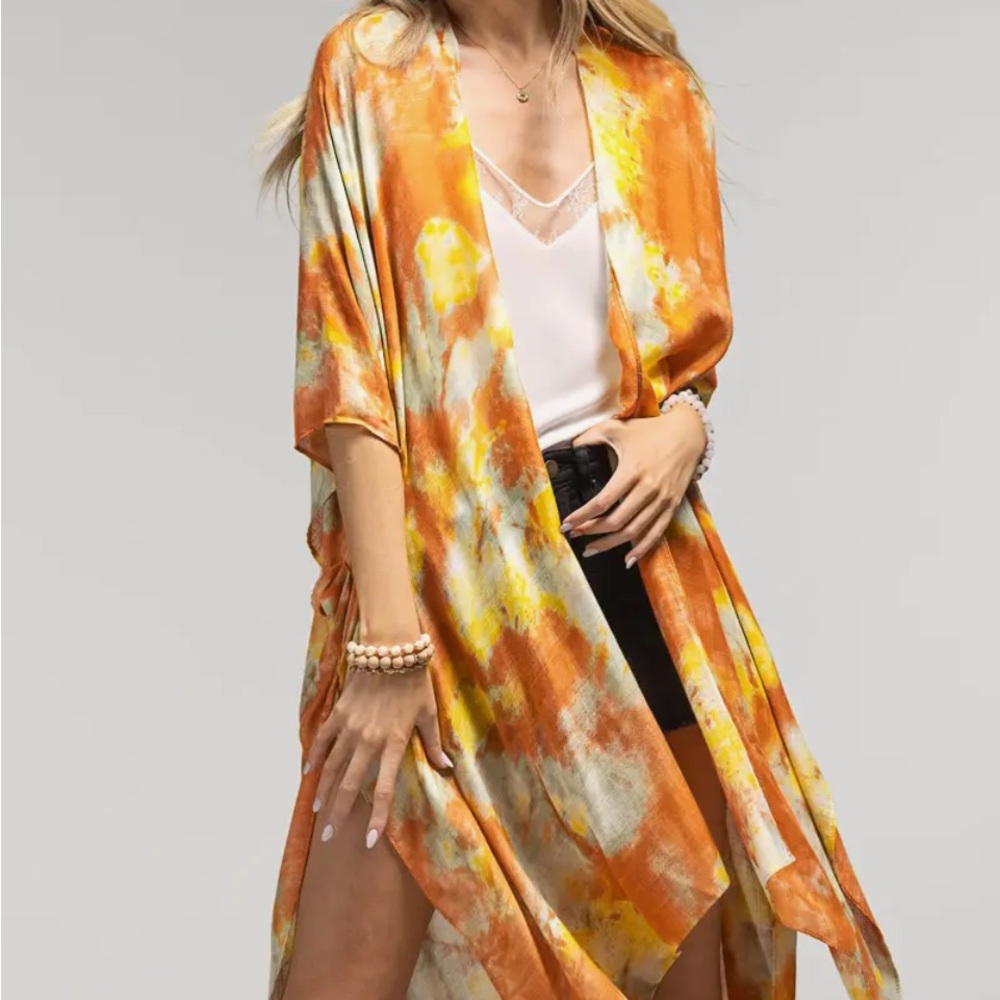 1046. Vibrant Sunnyside Tie-Dye Kimono - Picture 1 of 4